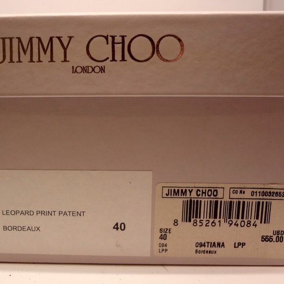 Jimmy Choo 3" Tiana Leopard Bordeaux Patent Leather Size 40 - Picture 8 of 8